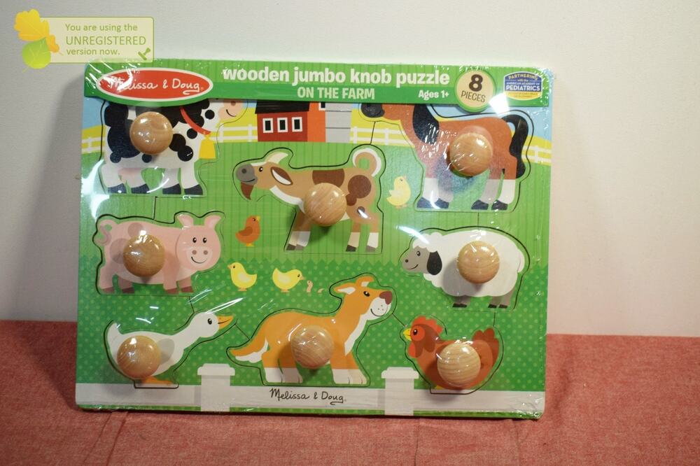 Melissa & Doug Jumbo Knob Puzzle Farm Animals 8pc